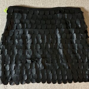 Max Studio Faux Leather Black Scalloped Mini Skirt